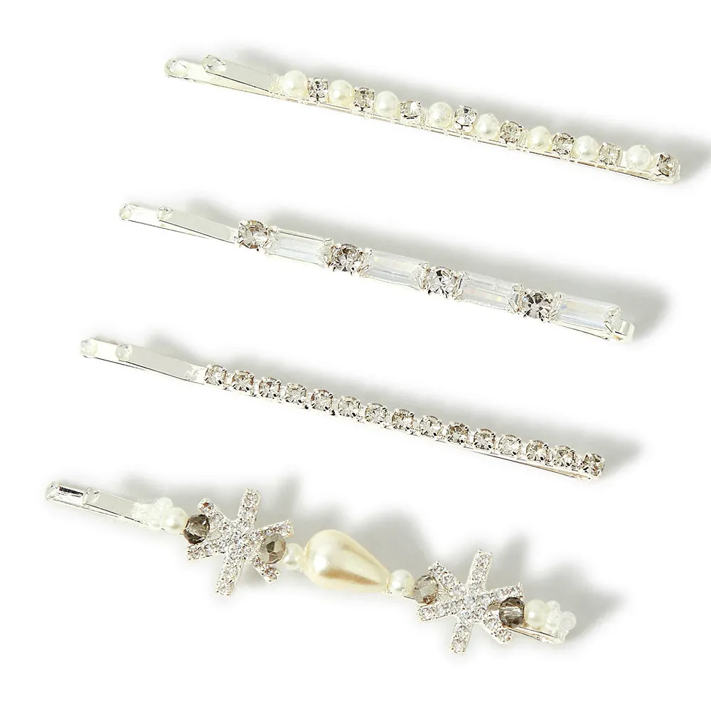 Accessorize London Crystal Star And Pearl Hair Slide Set