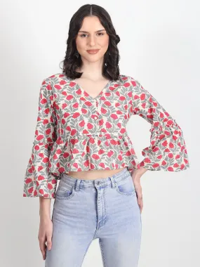 Adele FLORAL Printed RED Top