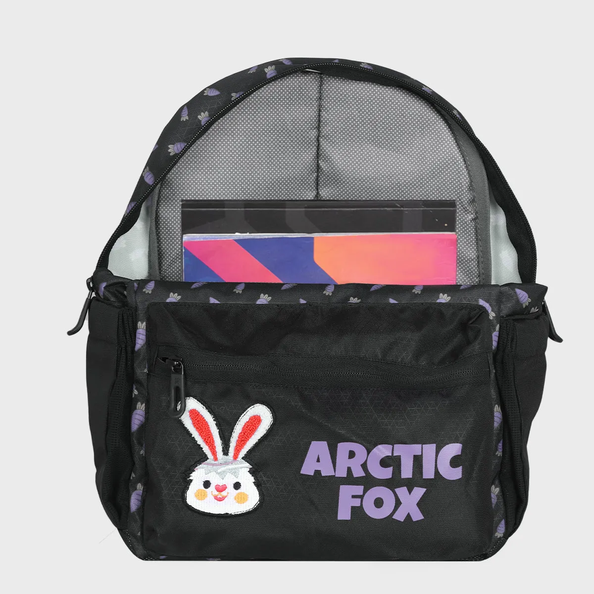 Arctic Fox Bunny Purple School Backpack for Boys and Girls