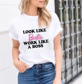 Barbie Boss |  Woman's Top Half sleeve White Top