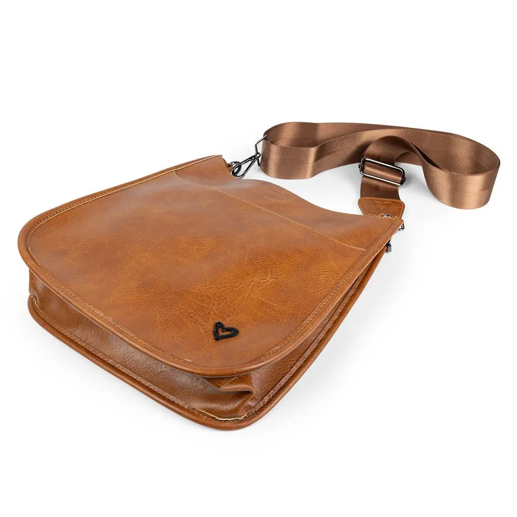 NEW: Oakville Vegan Leather Messenger - Brown