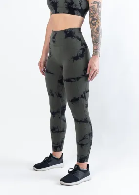 NKD Leggings With Pockets | Green & Black Marble