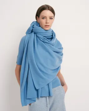 Oversized Cashmere Travel Wrap - Cornflower