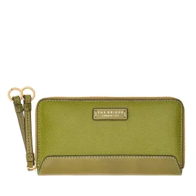 Portafoglio Donna Zip Around THE BRIDGE linea Carlotta in Pelle Verde Fico