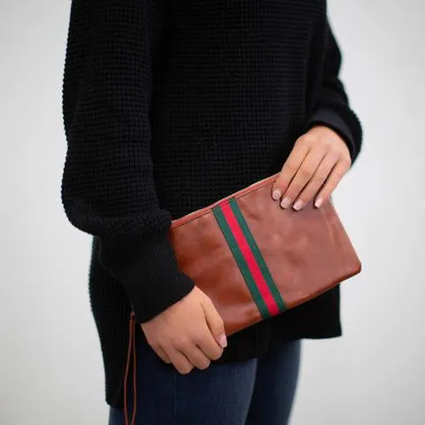 Preppy Striped Zipper Clutch