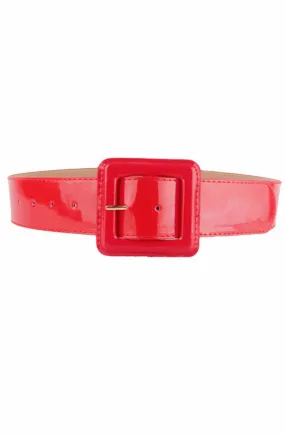 Red patent cinch belt