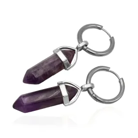 Silver Amethyst Hoops