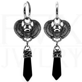 Silver Scarab Khepri Hoops