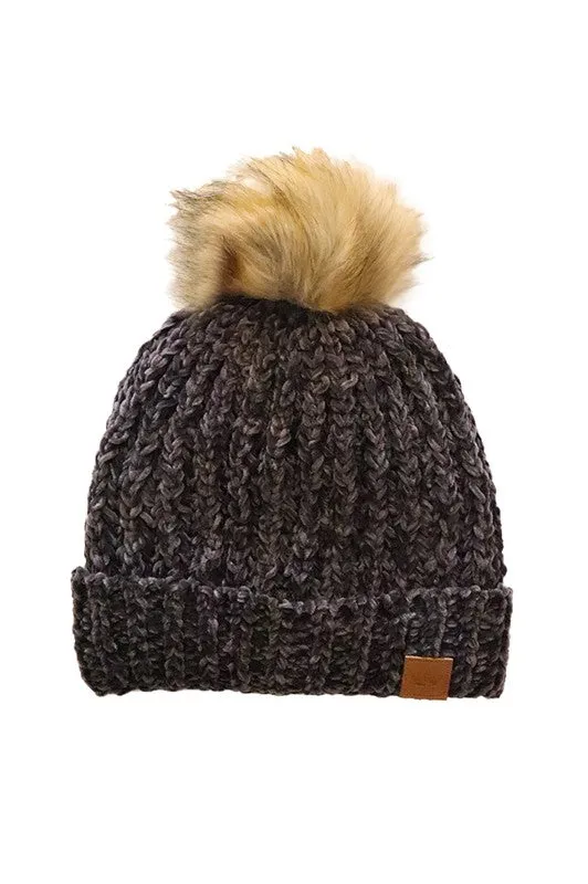 Winter Excursion Chenille Pom-Pom Beanie