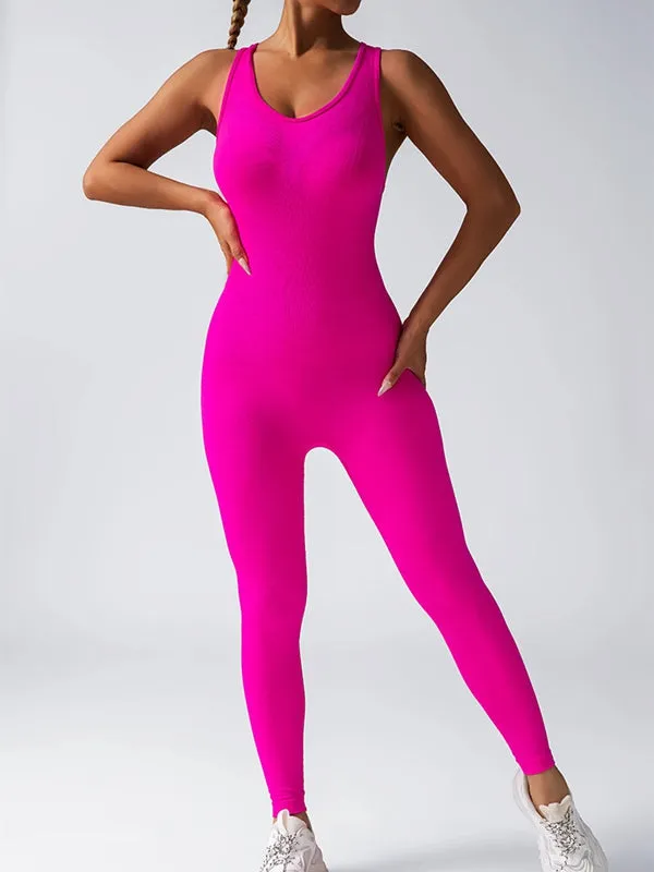 ZASUWA Female Cross Back Scrunch Bum Seamless Jumpsuit