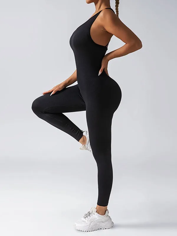 ZASUWA Female Cross Back Scrunch Bum Seamless Jumpsuit